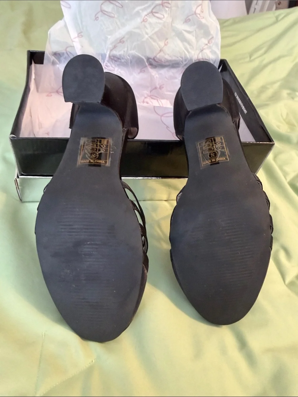 Ellie Black Satin T-Strap Dance Shoes